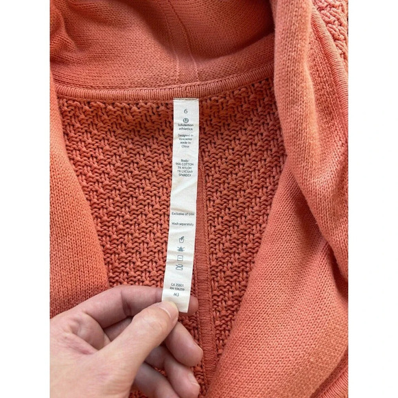 Lululemon Post Practice Cardi Knit Cardigan Coral Orange 6 - Picture 6 of 8